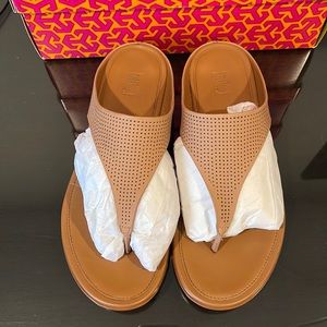 Fit Flop size 8 perferated tan leather flip flop sandal